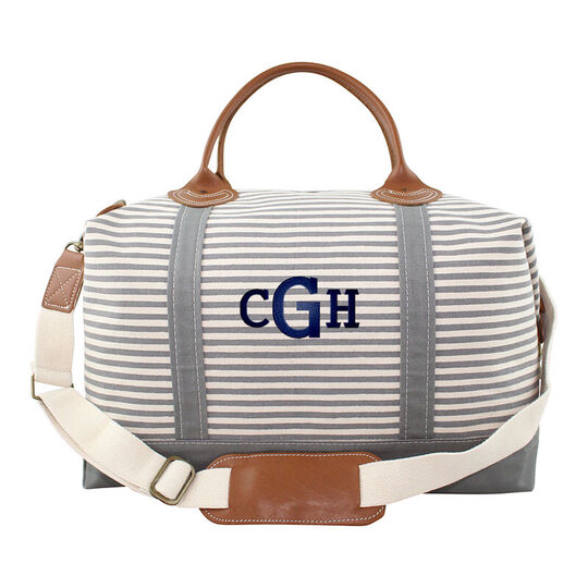 Personalized Gray Stripes Weekender